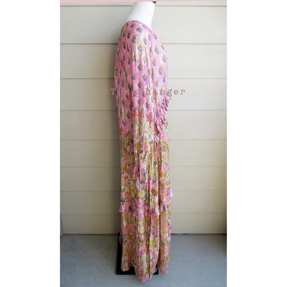 NWT HEMANT & NANDITA Dhea Kaftan M Medium Canary Yellow Taffy - Picture 12 of 16